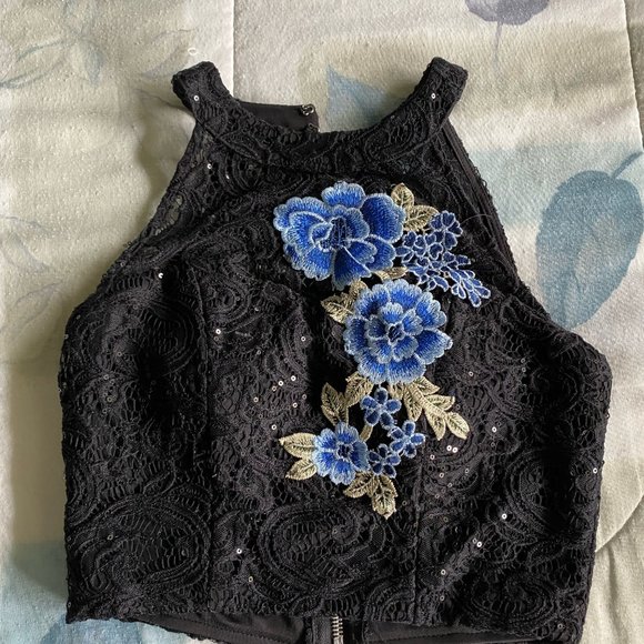 Black Two Piece Homecoming Dress - Picture 2 of 7